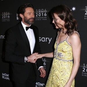 Hugh Jackman et Charlotte Casiraghi (robe Gucci) - Soirée du 110ème anniversaire de Montblanc à New York le 5 avril 2016.