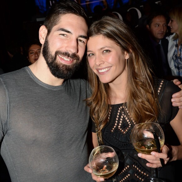 Nikola Karabatic et Géraldine Pillet au VIP Room à Paris le 2 février 2015, célébrant la victoire de l'équipe de France championne du monde. Le couple a eu le 7 avril 2016 son premier enfant, Alek.