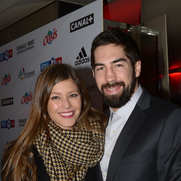 Nikola Karabatic et sa compagne Géraldine Pillet à la Gioia à Paris le 27 janvier 2014.