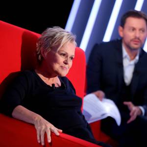 Exclusif - Muriel Robin et Marc-Olivier Fogiel, le 15 avril 2016 sur le tournage de l'émission Le Divan. Diffusion le mardi 19 avril 2016 à 23h10 sur France 3. © Dominique Jacovides