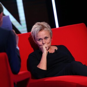 Exclusif - Muriel Robin et Marc-Olivier Fogiel, le 15 avril 2016 sur le tournage de l'émission Le Divan. Diffusion le mardi 19 avril 2016 à 23h10 sur France 3. © Dominique Jacovides