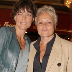 Exclusif - Muriel Robin et sa compagne Anne Le Nen - Catherine Lara fête son 70e anniversaire au Fouquet's à Paris le 30 mai 2015.