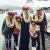 Johnny Hallyday avec sa femme Laeticia et ses filles Jade et Joy à Bora Bora. Twitter, avril 2016