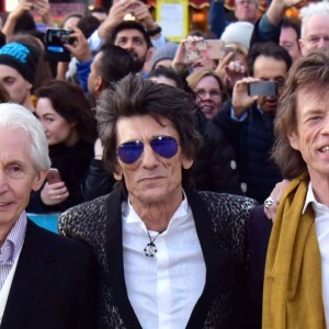 Charlie Watts, Ronnie Wood, Mick Jagger, Keith Richards au vernissage de l'exposition "Exhibitionism" consacrée aux Rolling Stones à la Saatchi Gallery de Londres, le 4 avril 2016. © Nils Jorgensen/i-Images/Zuma Press/Bestimage