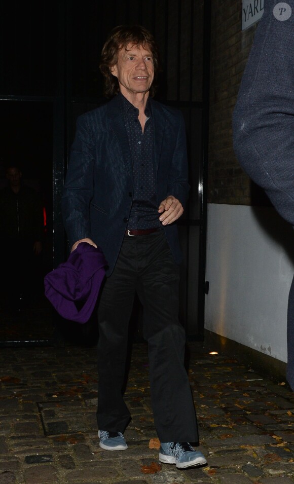 - Exclusif - Mick Jagger à la sortie de l'after party de U2 à Londres, le 30 novembre 2015