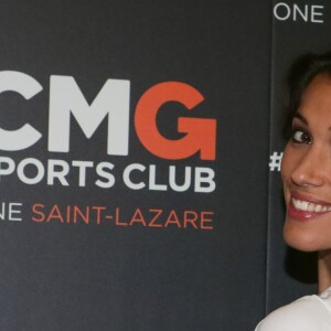 Laurie Cholewa à l'inauguration du CMG Sports Club ONE Saint-Lazare à Paris, le 28 avril 2016