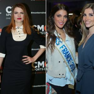 Elodie Frégé, Iris Mittenaere et Alexandra Rosenfeld à l'inauguration du CMG Sports Club ONE Saint-Lazare à Paris, le 28 avril 2016