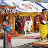 Le roi Jigme Khesar et la reine Jetsun du Bhoutan lors d'une cérémonie officielle au Buddha Dordenma à Timphu le 2 mai 2016