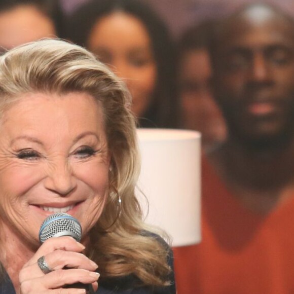 Exclusif - Sheila, lors de l'enregistrement de l'émission Du côté de chez Dave à Paris, le 16 février 2016 (diffusion le 8 mai 2016 à 16h10 sur France 3).