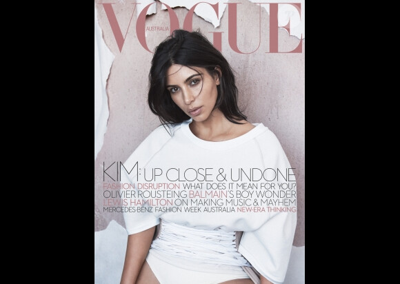 Kim Kardashian en couverture du magazine Vogue Australia. Numéro de mai 2016.