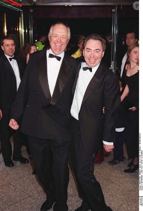 Andrew Lloyd Weber et Tim Rice à la première de Evita à Londres, le 20 décembre 1996