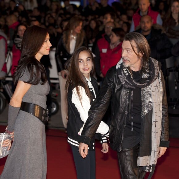 Florent Pagny, sa femme Azucena et leur fille Aël - 15e édition des NRJ Music Awards à Cannes. Le 14 décembre 2013.