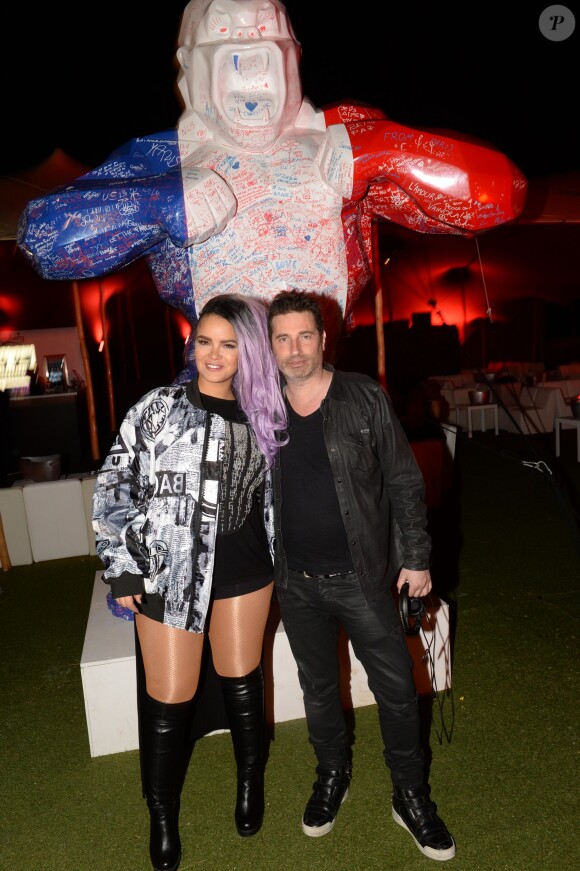 Exclusif - Richard Orlinski lance son single "Heartbeat sSound" en compagnie de la chanteuse Eva Simons au Gotha club lors du 69ème Festival International du Film de Cannes le 12 mai 2016. ©Rachid Bellak/Bestimage