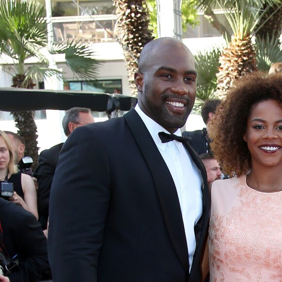 Teddy Riner et sa compagne Luthna - Montée des marches du film "Elle" lors du 69e Festival International du Film de Cannes. Le 21 mai 2016. © Olivier Borde-Cyril Moreau/Bestimage