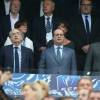 Noël Le Graët, François Hollande et Gérard Larcher à la finale de la Coupe de France de football (PSG / OM) au Stade de France à Saint-Denis le 21 mai 2016. Le PSG remporte le match 4 - 2.
