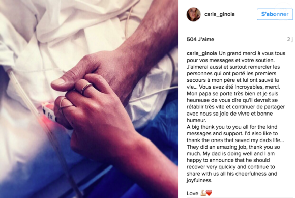 Carla Ginola, fille de David Ginola, a donné des nouvelles rassurantes de son père sur Instagram le 21 mai 2016, au surlendemain de son malaise cardiaque.