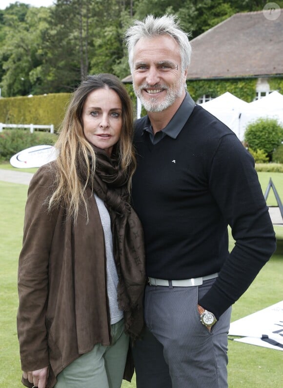 Exclusif - David Ginola et sa femme Coraline lors de la 15e édition des Balles Blanches au Golf du Prieuré à Sailly, le 2 juin 2015.