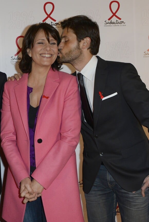 Carole Rousseau et Christophe Beaugrand - Soirée de lancement de la campagne 2014 du Sidaction au Musée du Quai Branly à Paris, le 10 mars 2014.