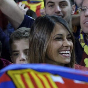 Antonella Roccuzzo (compagne de Lionel Messi) - Le FC Barcelone remporte la Coupe du Roi contre Séville et s'offre le doublé à Madrid en Espagne le 22 mai 2016.