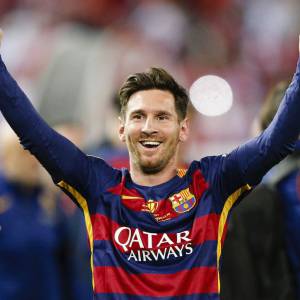 Lionel Messi - Le FC Barcelone remporte la Coupe du Roi contre Séville et s'offre le doublé à Madrid en Espagne le 22 mai 2016.