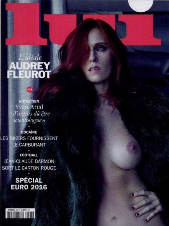 Le magazine Lui du mois de juin 2016 avec Audrey Fleurot nue sous sa fourrure
