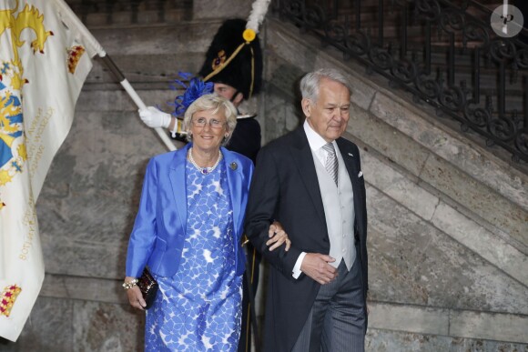 Catharina et Svante Lindqvist - Baptême du prince Oscar de Suède à Stockholm en Suède le 27 mai 2016.