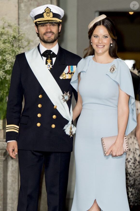 Le prince Carl Philip et la princesse Sofia - Baptême du prince Oscar de Suède à Stockholm en Suède le 27 mai 2016.