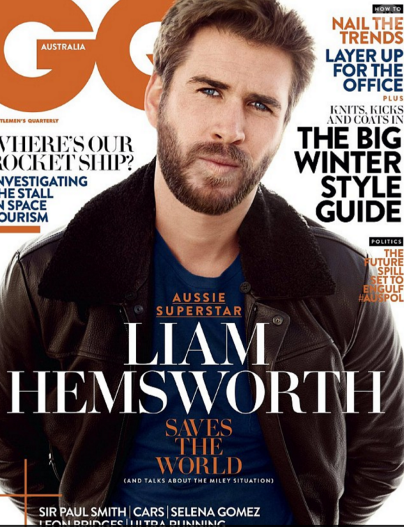 Retrouvez l'intégralité de Liam Hemsworth et ses confidences sur son couple avec Miley Cyrus dans le magazine GQ Australia en kiosques, ce mois-ci.
