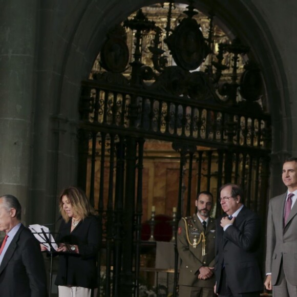 Le roi Felipe VI et la reine Letizia d'Espagne présidaient le 1er juin 2016 en la cathédrale de Palencia la cérémonie de remise des Prix Nationaux de la Culture