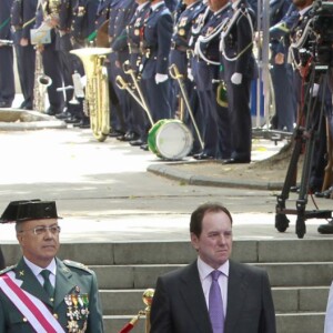 Le roi Felipe VI et la reine Letizia d'Espagne lors de la journée nationale des forces armées à Madrid le 28 mai 2016.