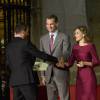 Le roi Felipe VI et la reine Letizia d'Espagne présidaient le 1er juin 2016 en la cathédrale de Palencia la cérémonie de remise des Prix Nationaux de la Culture
