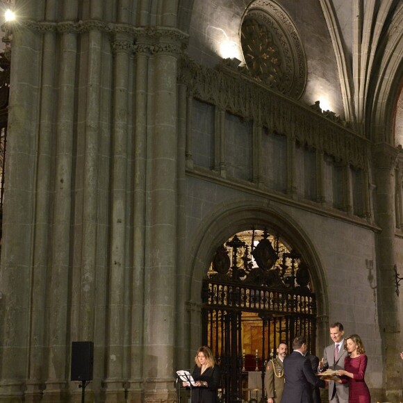 Le roi Felipe VI et la reine Letizia d'Espagne présidaient le 1er juin 2016 en la cathédrale de Palencia la cérémonie de remise des Prix Nationaux de la Culture