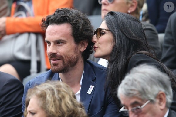 Marie Drucker et son compagnon Mathias Vicherat - People dans les tribunes de la finale homme des internationaux de France de Roland Garros à Paris le 5 juin 2016. © Moreau-Jacovides / Bestimage