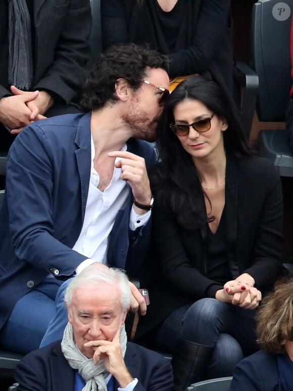 Marie Drucker et son compagnon Mathias Vicherat - People dans les tribunes de la finale homme des internationaux de France de Roland Garros à Paris le 5 juin 2016. © Moreau-Jacovides / Bestimage