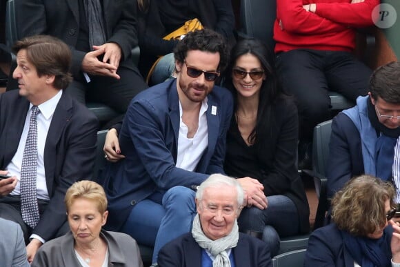 Marie Drucker et son compagnon Mathias Vicherat - People dans les tribunes de la finale homme des internationaux de France de Roland Garros à Paris le 5 juin 2016. © Moreau-Jacovides / Bestimage