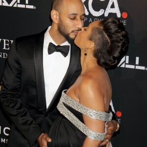 Swizz Beatz et sa femme, Alicia Keys, enceinte, lors du "The Black Ball" à New York, le 30 octobre 2014.