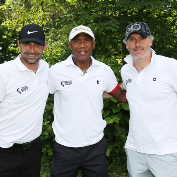 Semi-Exclusif - Jérôme Alonzo, Antoine Kombouaré et Laurent Blanc à l'opération "Les Balles Blanches 2016" au Golf du Prieuré. L' association Les Balles Blanches récolte des fonds pour améliorer les conditions de vie des enfants hospitalisés. Sailly, le 7 juin 2016. © Marc Ausset-Lacroix/Bestimage07/06/2016 - Sailly