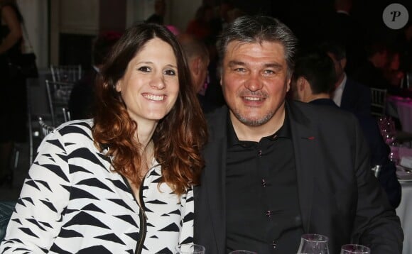 Exclusif - David Douillet et sa compagne Vanessa Carrara (enceinte) - David Douillet à la 1ère édition des "Plumes d'Or du Vin et de la Gastronomie" au Pavillon Vendôme à Paris, le 19 mai 2016.