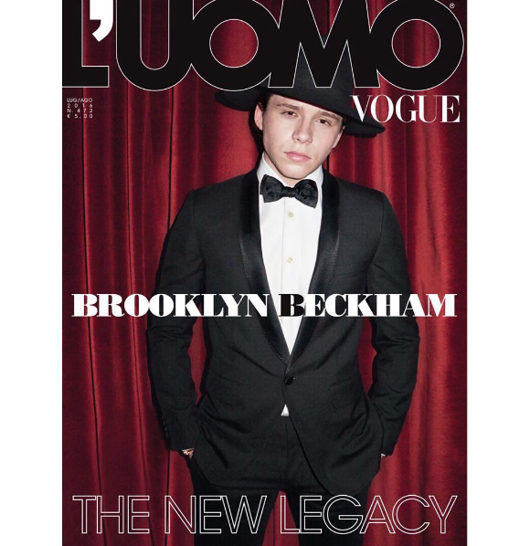 Brooklyn Beckham en couverture du nouveau numéro (juillet-août 2016) de L'Uomo Vogue. Photo par Terry Richardson.