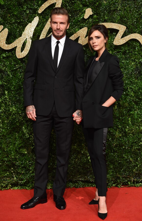 David et Victoria Beckham aux British Fashion Awards 2015 à Londres, le 23 novembre 2015.
