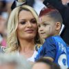 Ludivine Payet (la femme de Dimitri Payet) avec ses fils Milan et Noa au match de l'Euro 2016 France-Albanie au Stade Vélodrome à Marseille, le 15 juin 2016. © Cyril Moreau/Bestimage
