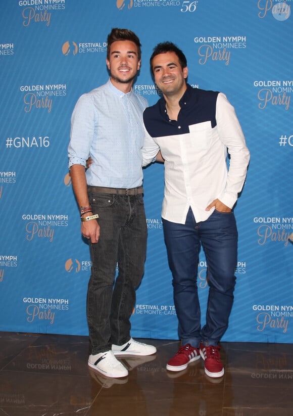 Alex Goude et son mari Romain lors de la soirée des nominations aux Nymphes au Monte-Carlo Bay Hotel & Resort lors du 56ème Festival de télévision de Monte-Carlo, le 15 Juin 2016. © Denis Guignebourg/BestImage