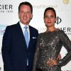 Alain Zimmermann (CEO de Baume & Mercier) et Julie de Bona ( robe Paule Ka) au festival de Taormina en Italie le 17 juin 2016