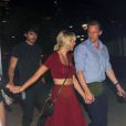 Exclusif - Taylor Swift et son compagnon Tom Hiddleston sortent du concert de Selena Gomez au Bridgestone Arena à Nashville, le 21 juin 2016.