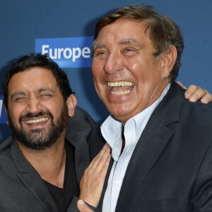 Cyril Hanouna et Jean-Pierre Foucault - Conférence de rentrée de Europe 1 à Paris. Le 3 septembre 2014