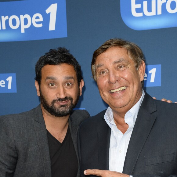 Cyril Hanouna et Jean-Pierre Foucault - Conférence de rentrée de Europe 1 à Paris. Le 3 septembre 2014