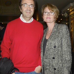Claude Chirac et son mari Frederic Salat-Baroux - Line Renaud et Stromae inaugurent leur double de cire au Musée Grévin à Paris le 12 octobre 2014.