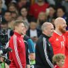 Les joueurs Gallois fêtent leur qualification en demi-finale - Match de quarts de finale de l'Euro, Belgique-Pays de Galles, à Lille le 1er juillet 2016. 
