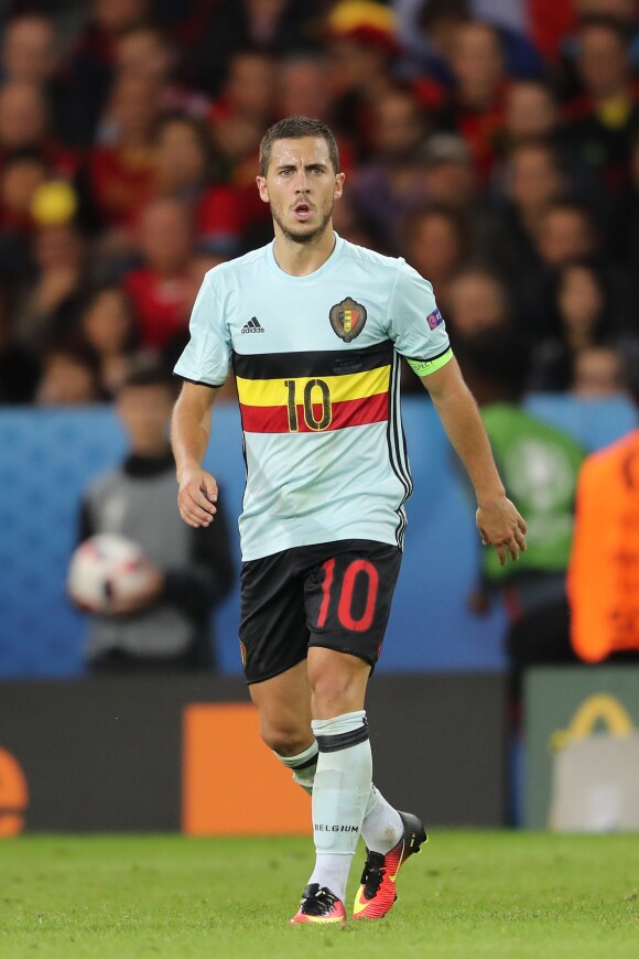 Le joueur belge Eden Hazard - Match de quarts de finale de l'Euro, Belgique-Pays de Galles, à Lille le 1er juillet 2016. 
