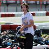 René-Charles Angélil, le fils de Céline Dion, passe l'après-midi à faire des courses de kart à Boissy-l'Aillerie près de Cergy Pontoise le 22 juin 2016.